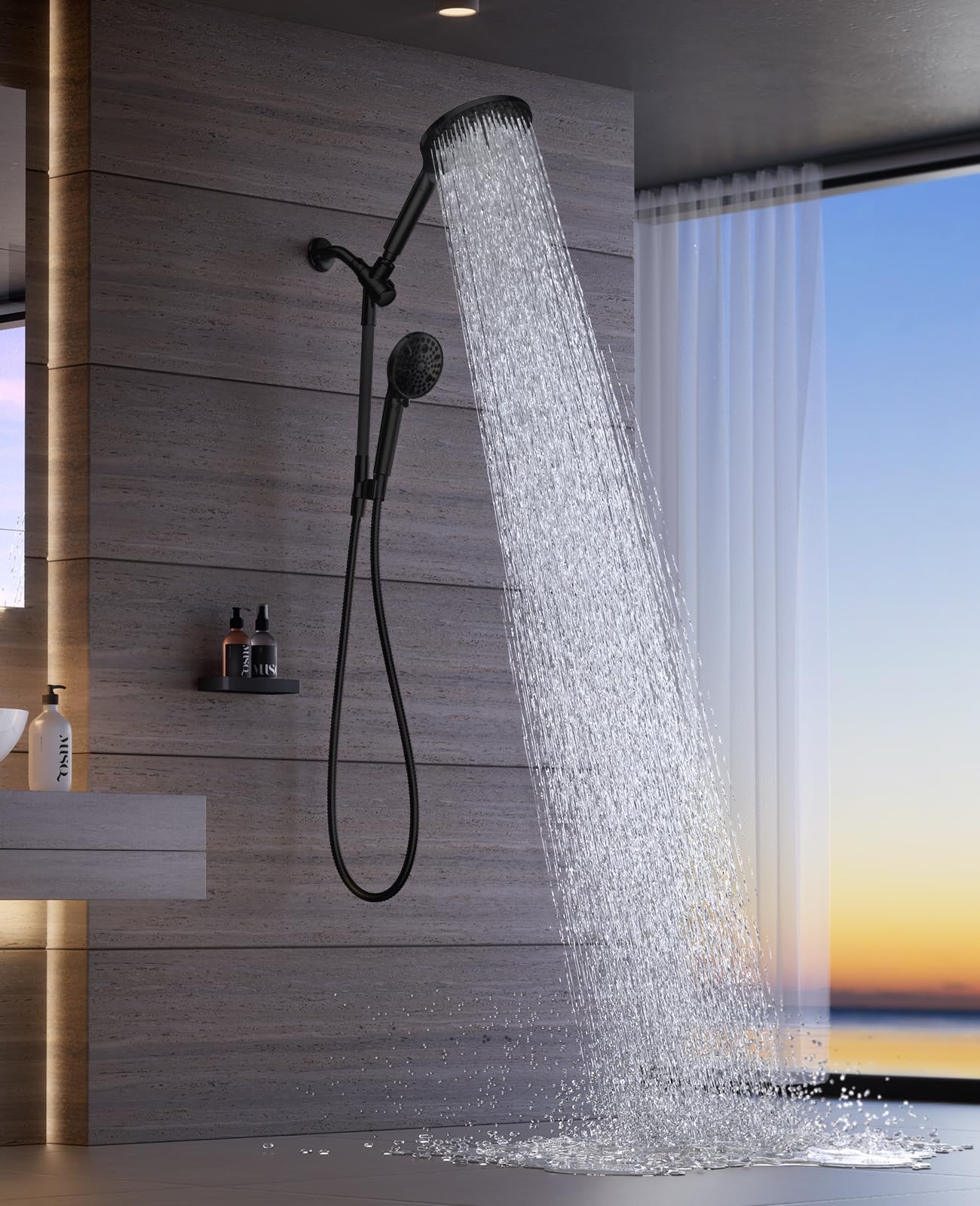 HOPOPRO filtered handheld shower head with 7 settings for versatile cleaning.