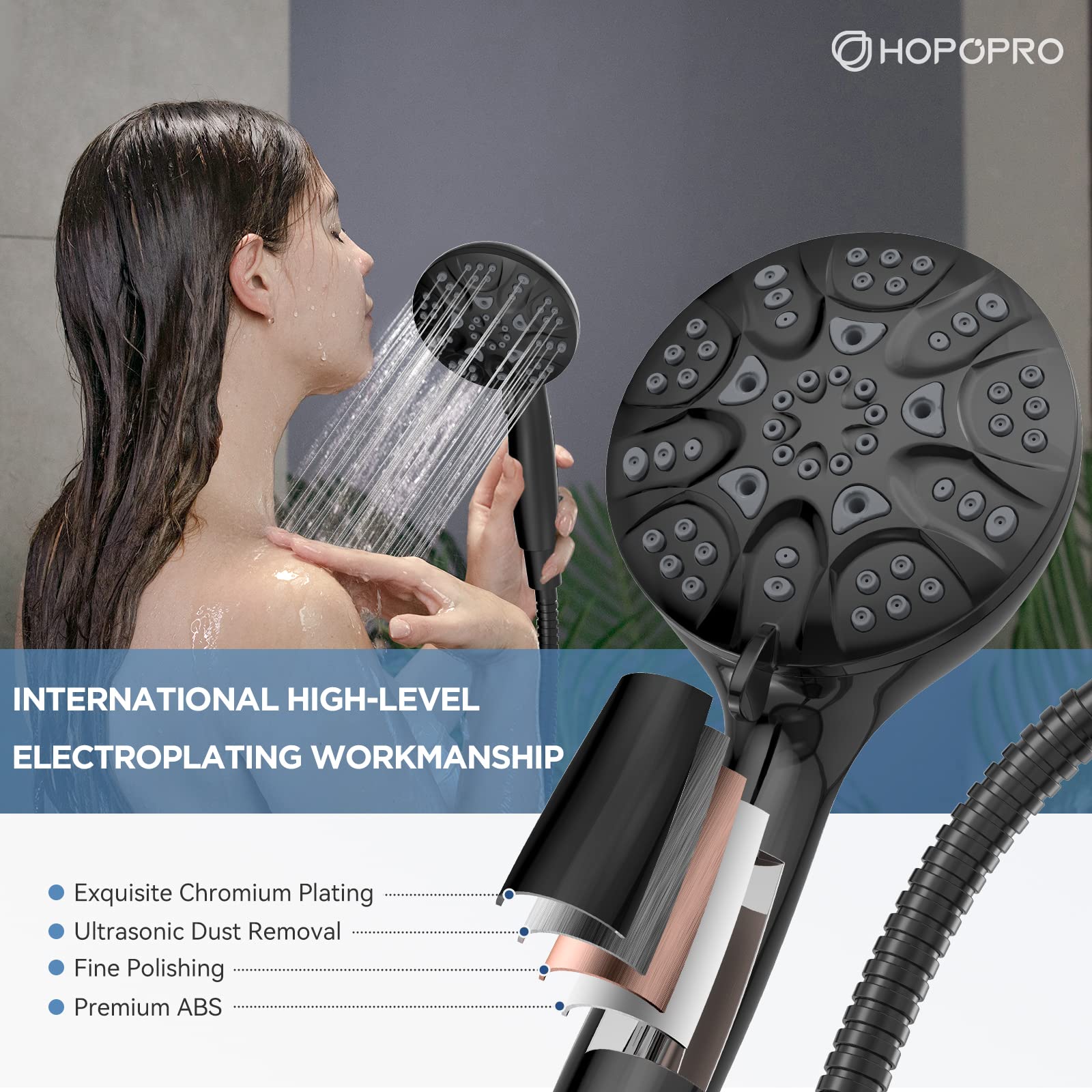 HOPOPRO high-flow hose provides extended reach and flexible washing.