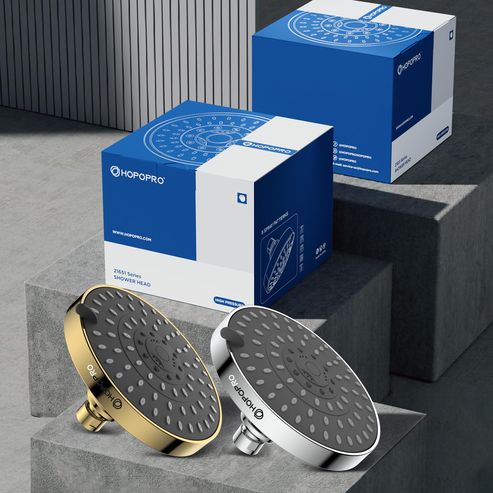 HOPOPRO high-flow shower head delivers spa-like coverage in gold