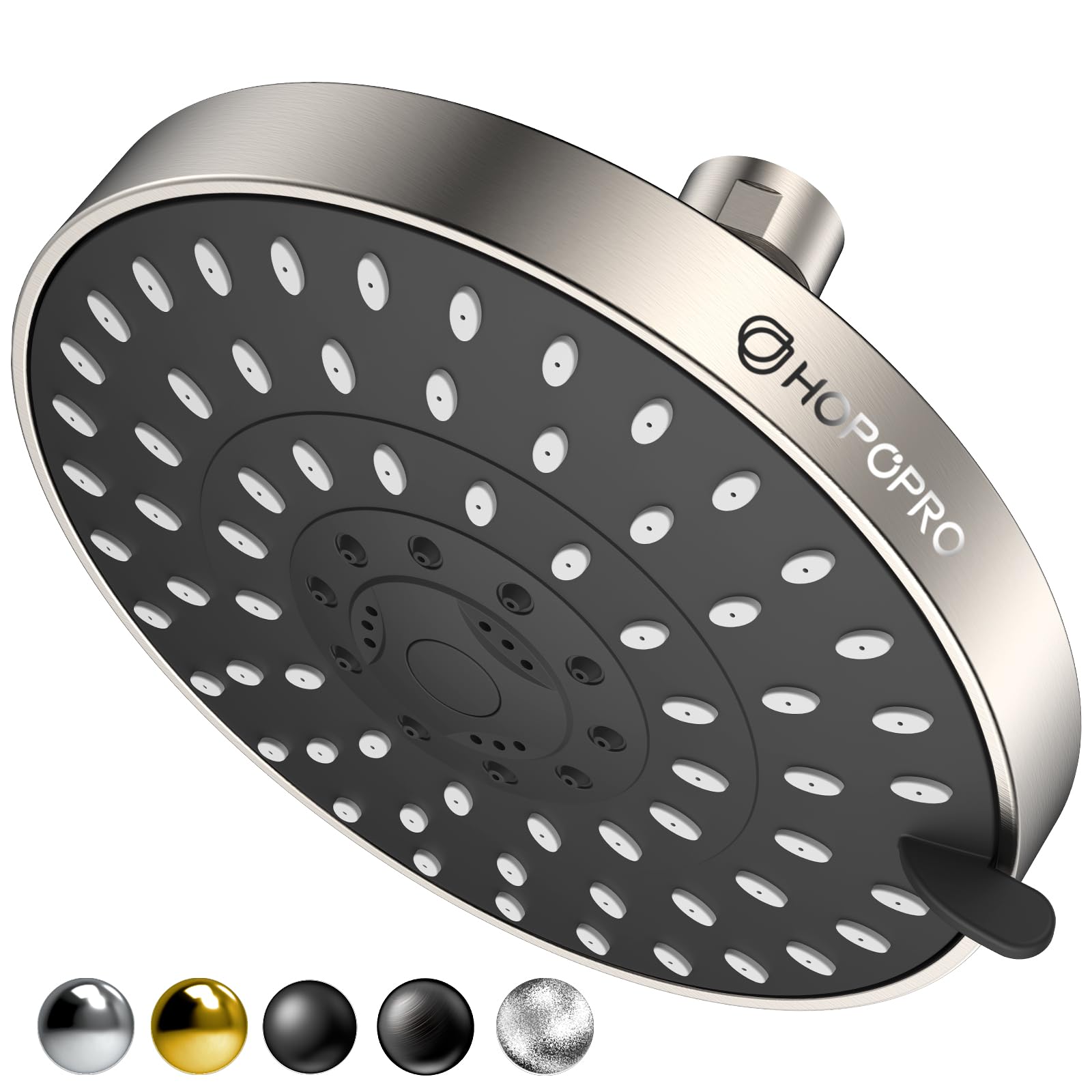 HOPOPRO high-pressure shower head with 6-inch face for an immersive rain spray.