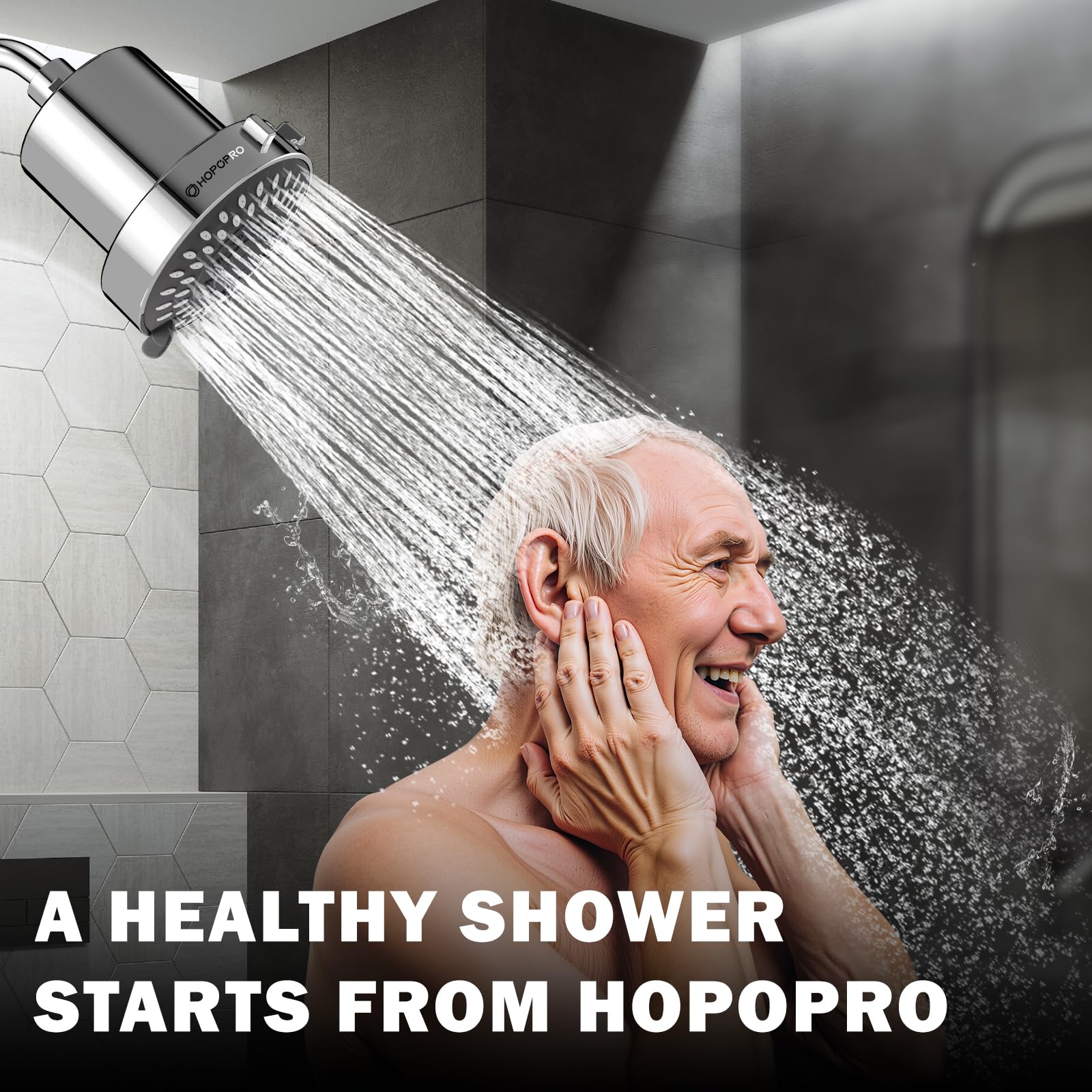 HOPOPRO premium shower experience with filtered water for smoother skin
