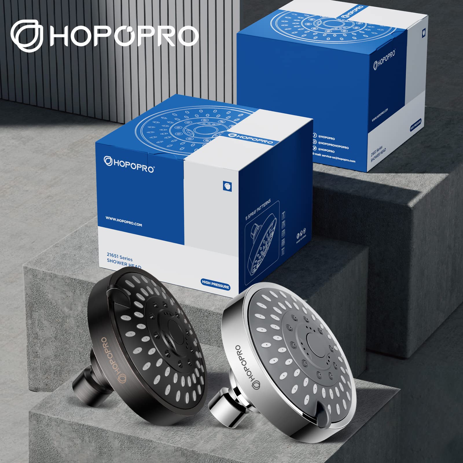 HOPOPRO five-mode pressure boost enables spa-like showers at home.