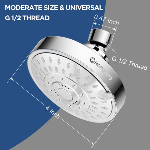 HOPOPRO universal G1/2 thread connection fits most shower arms.