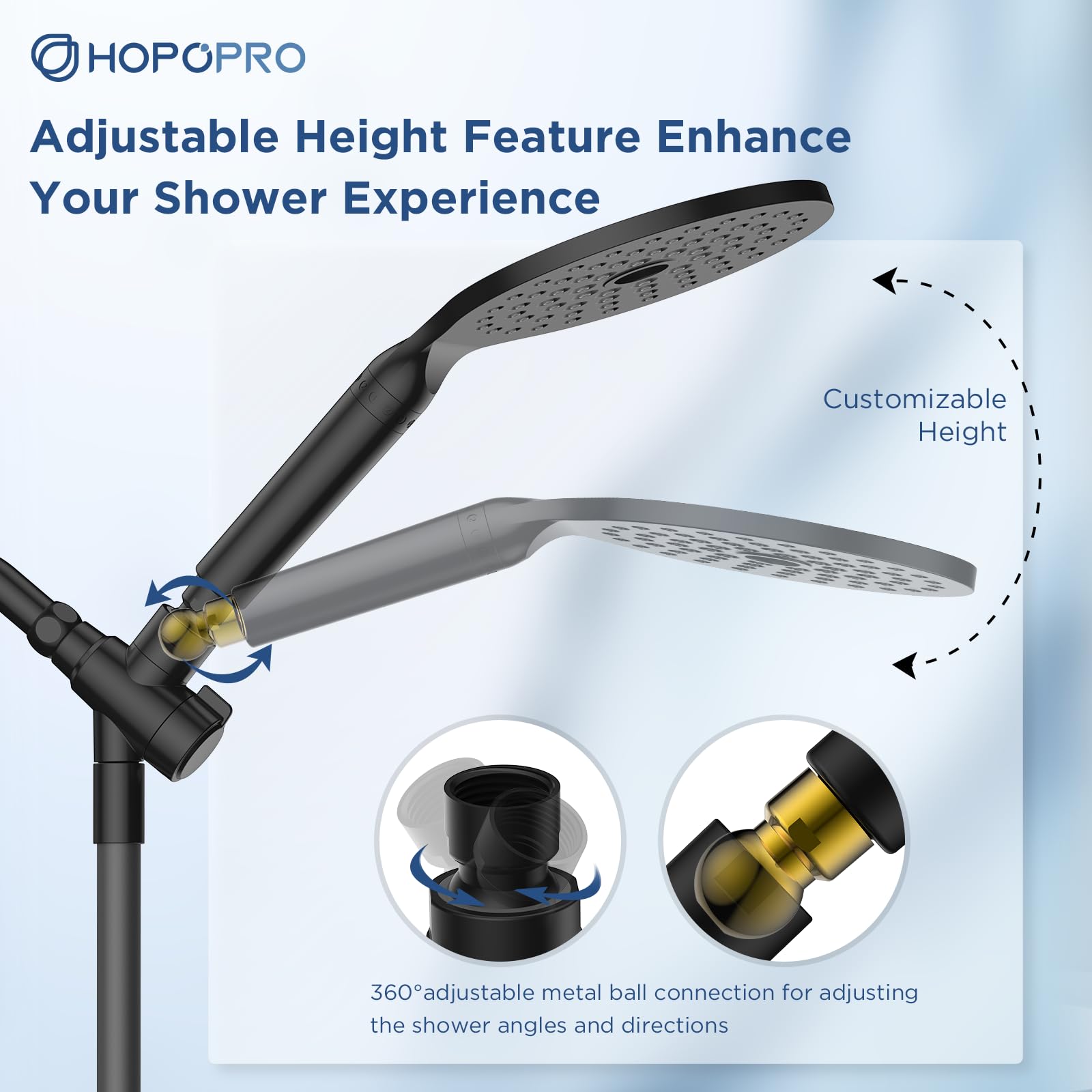 HOPOPRO universal G1/2 connection fits most showers.