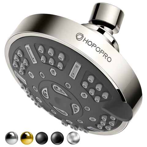 HOPOPRO upgraded showerhead front view with 9 settings for customization.