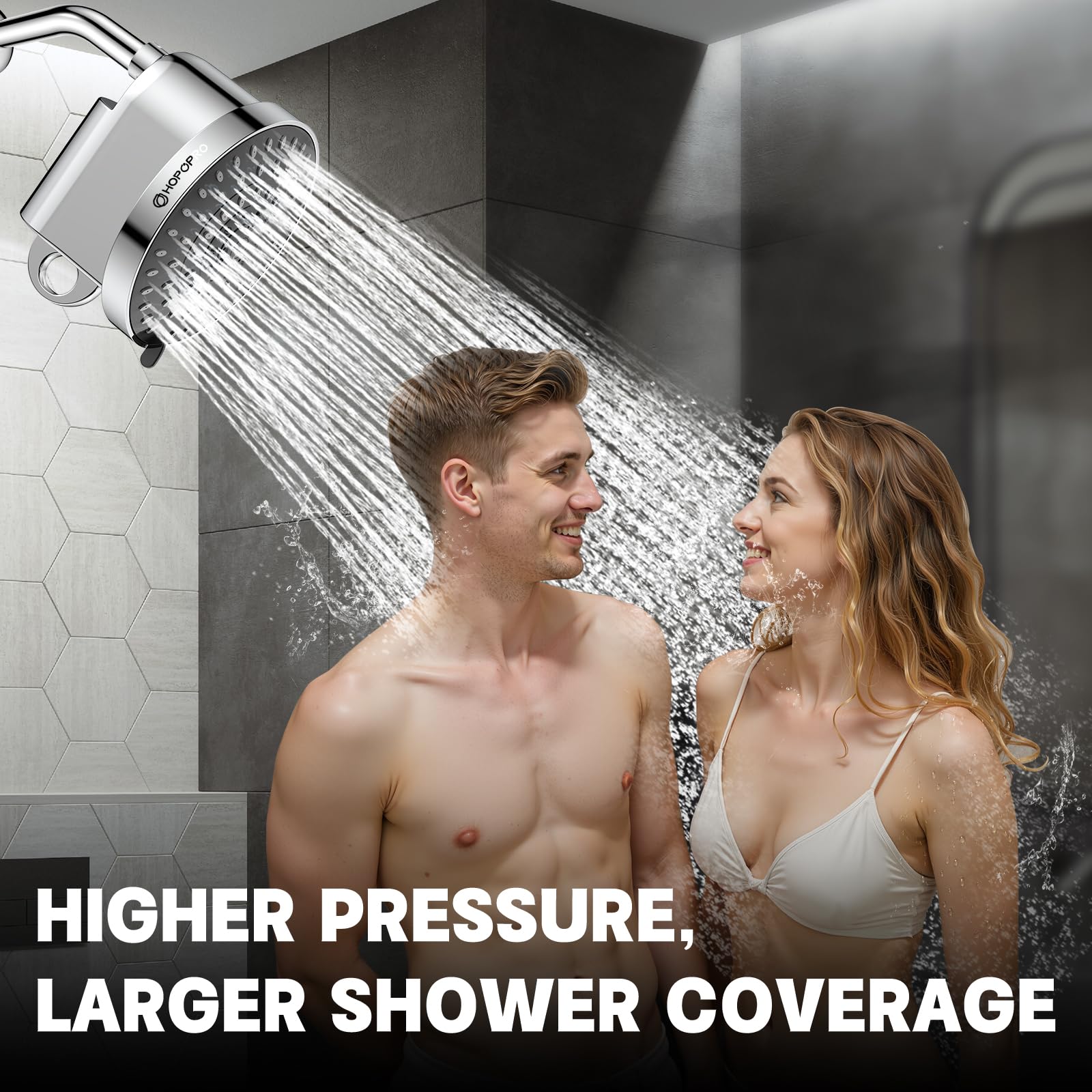 Wide 6 inch shower panel provides even water coverage.
