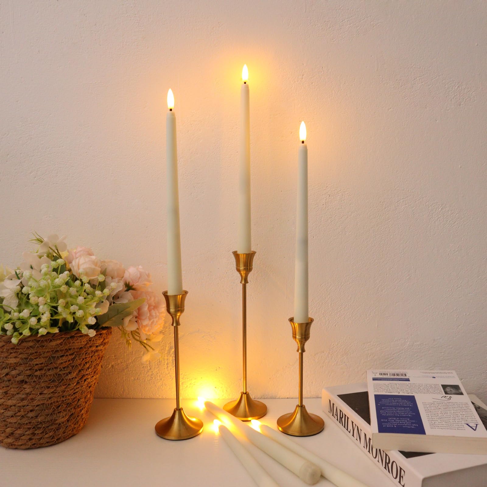 Hopule ivory taper candles ideal for weddings and festive tables.