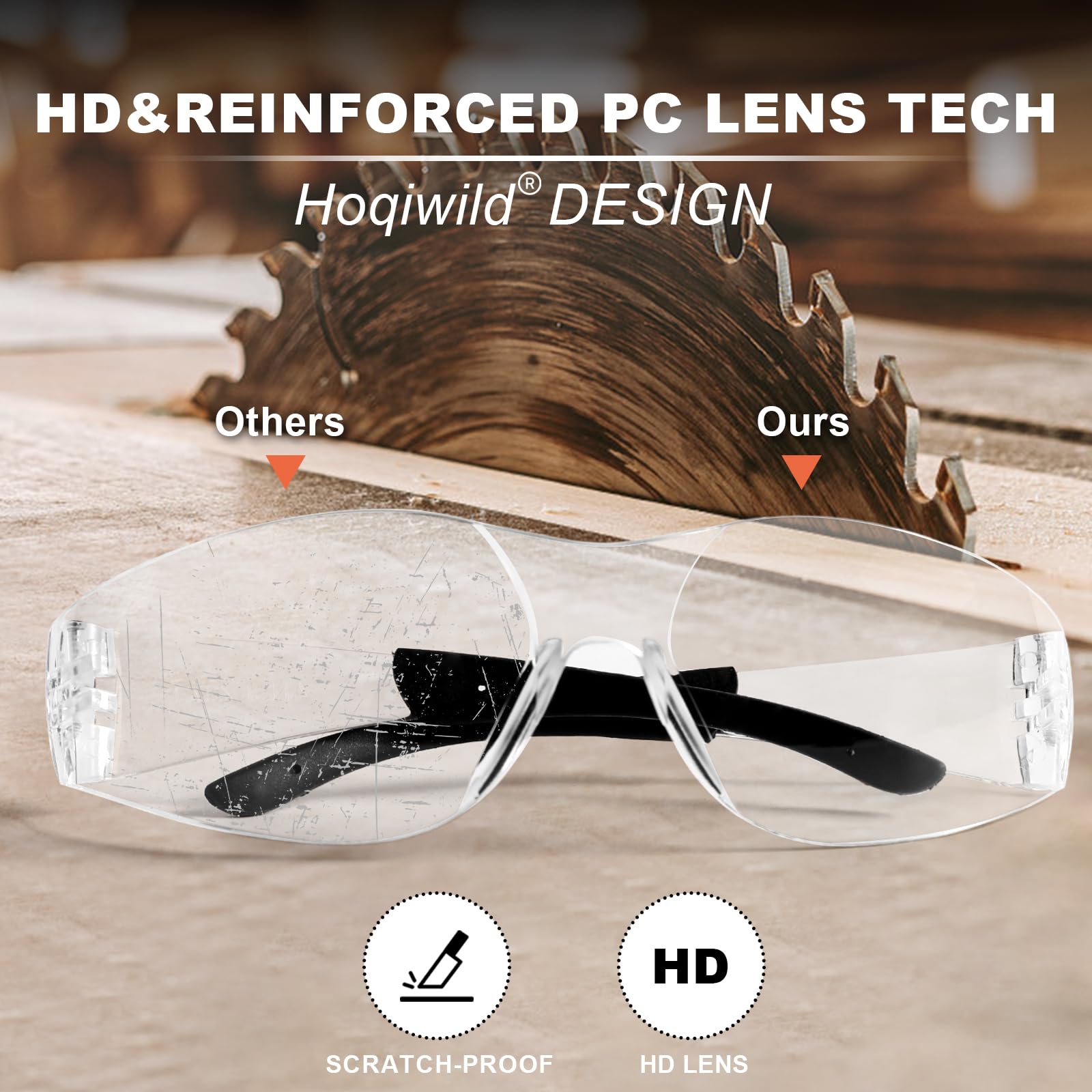 Hoqiwild anti-scratch lens maintains clarity during tough tasks.
