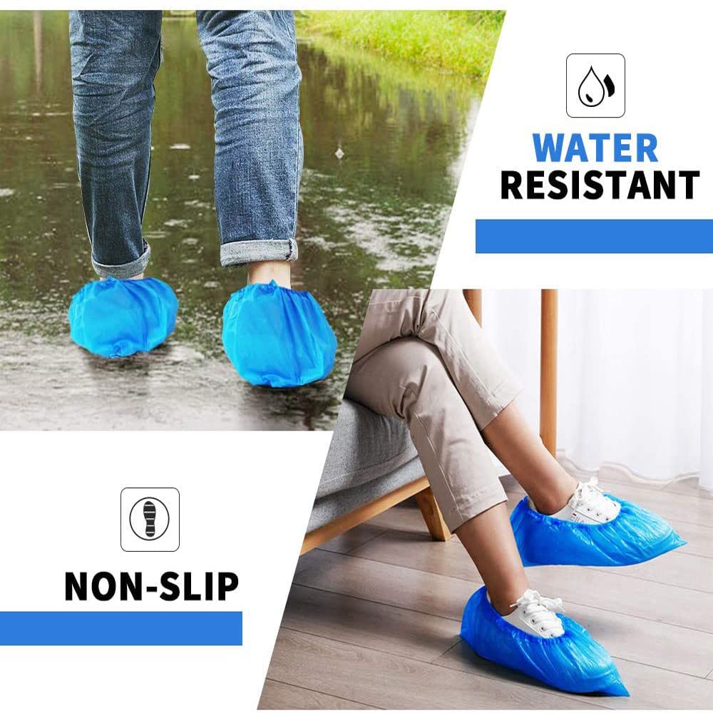 Horlon blue boot covers in use at a construction site for protection