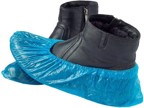 Horlon blue waterproof shoe covers guarding carpets and hardwood floors