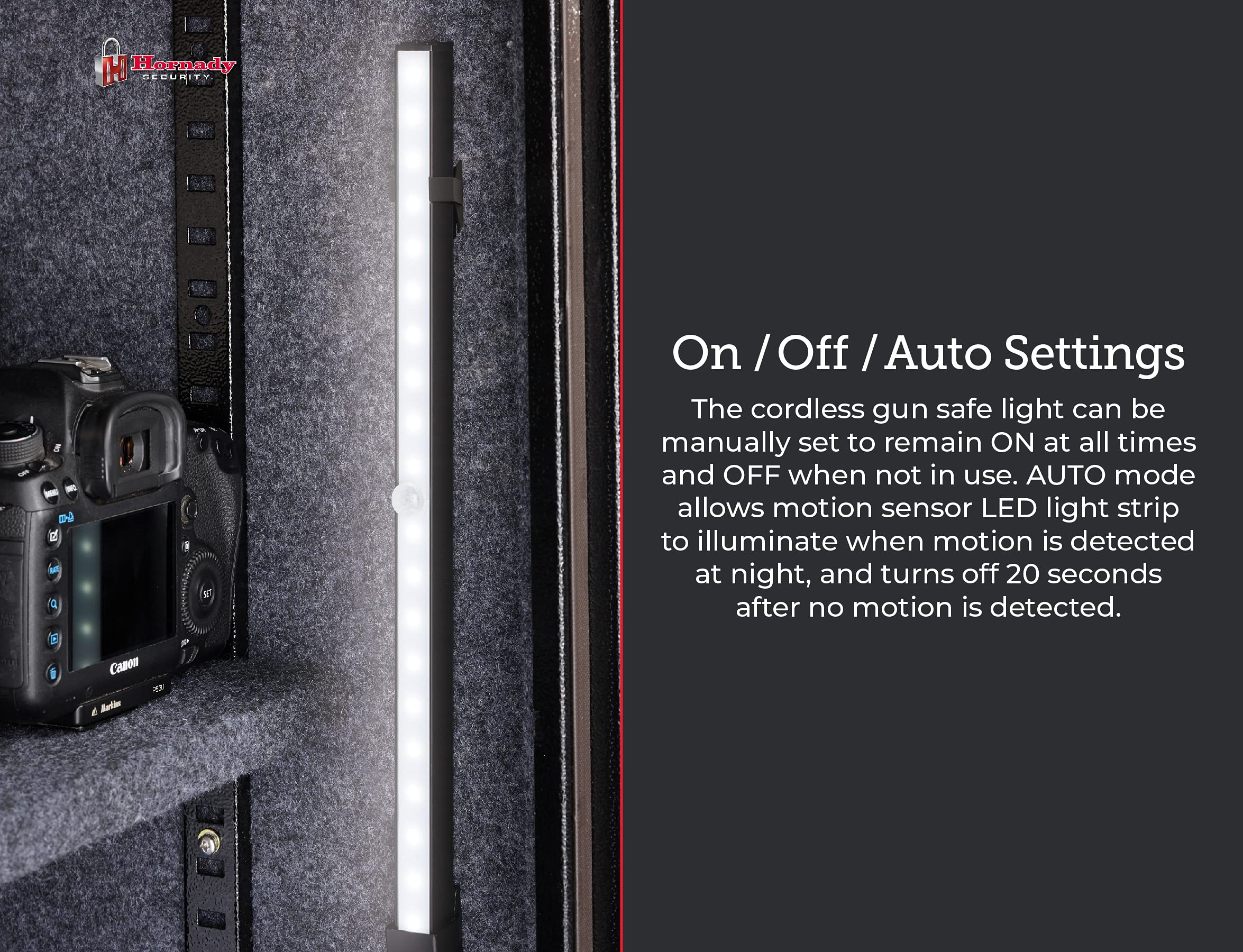 Hornady auto-mode with 20-second shutoff saves battery without losing readiness.