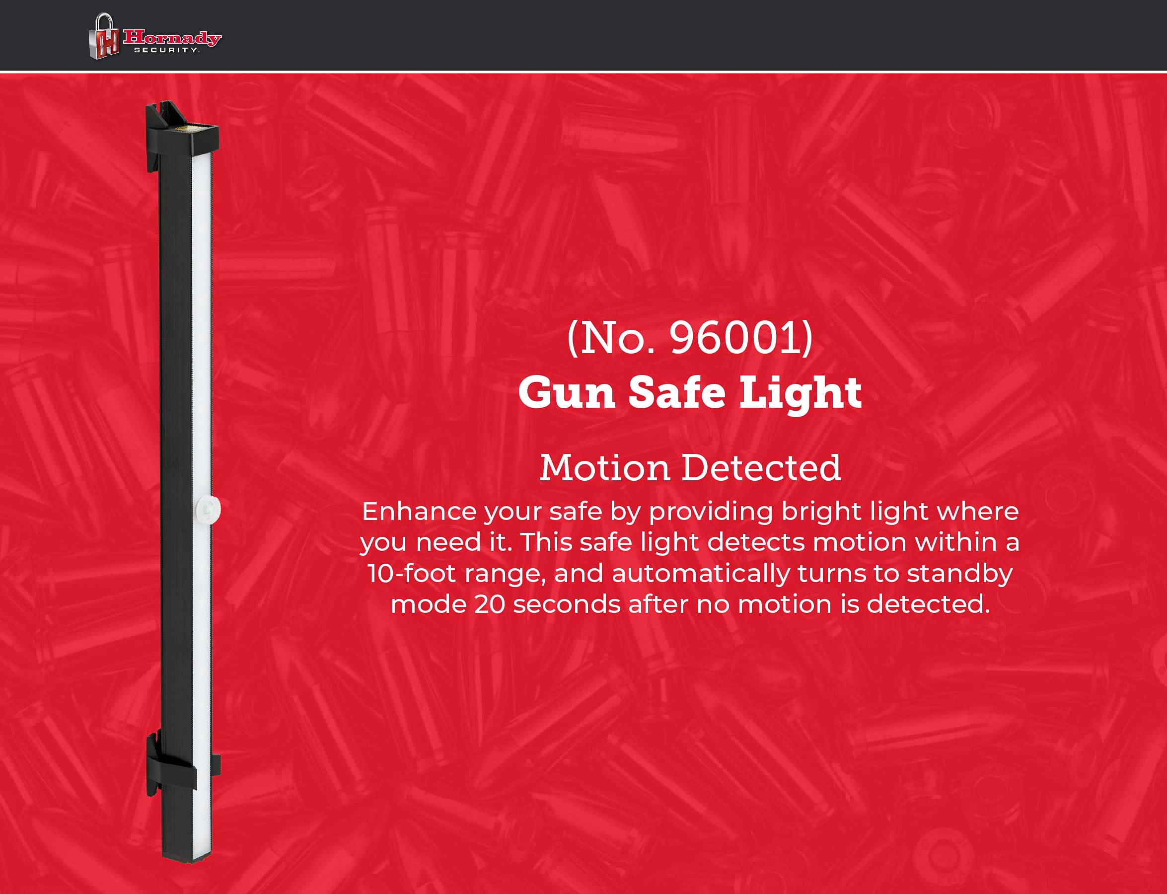 Hornady motion-activated safe light activates for hands-free visibility.