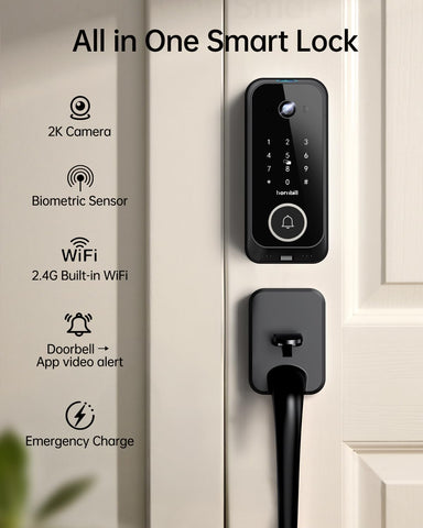 Doorbell kit mounted on the door for convenient visitor view.