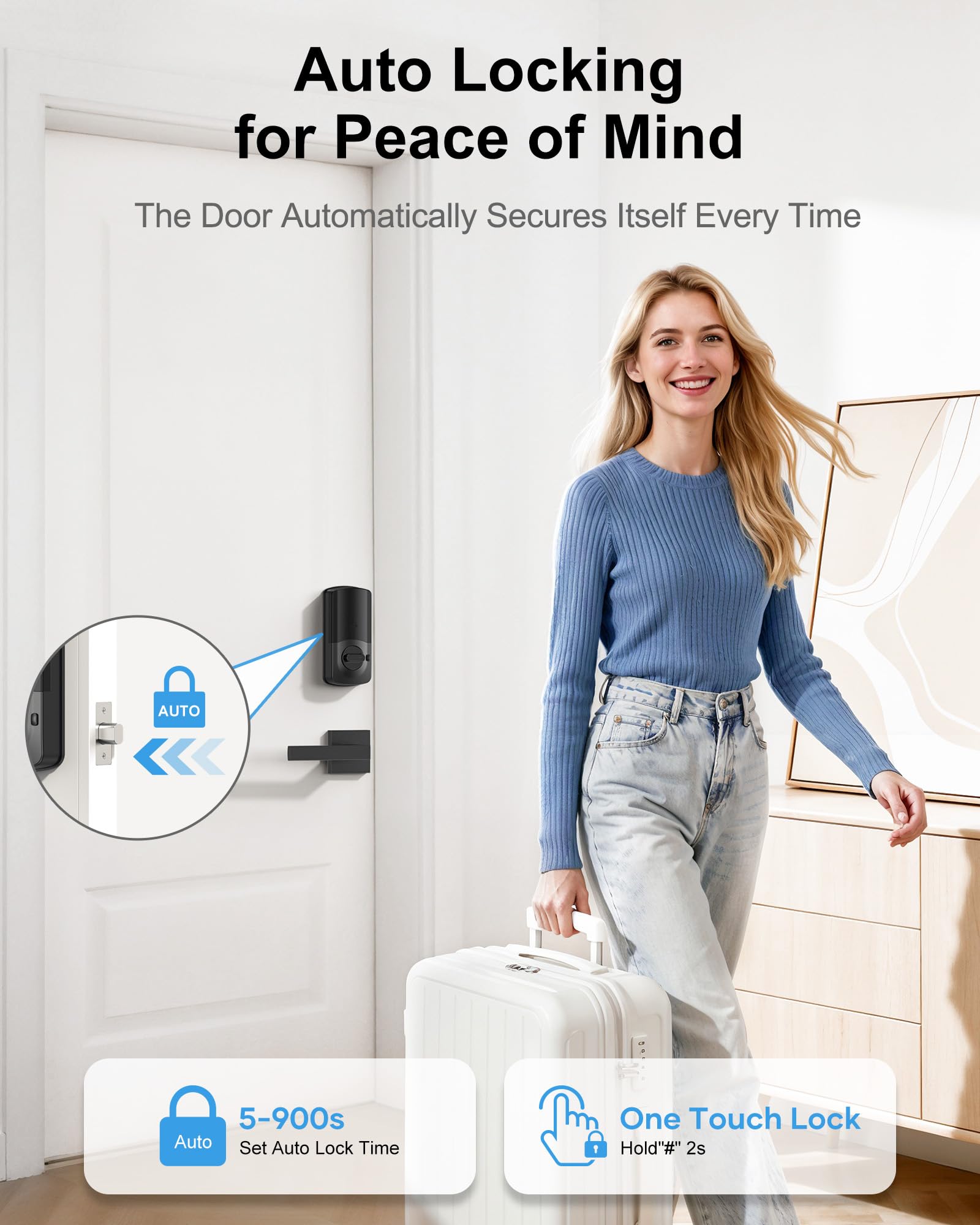 Hornbill voice control with Alexa or Google enables hands free locking.