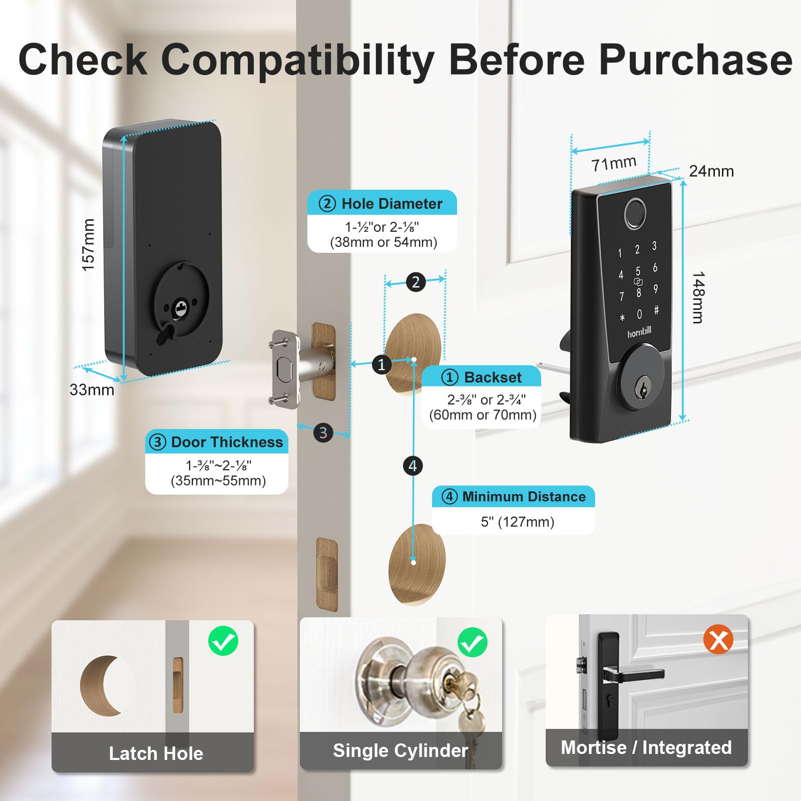 Hornbill WiFi Smart Lock fingerprint entry provides quick access.