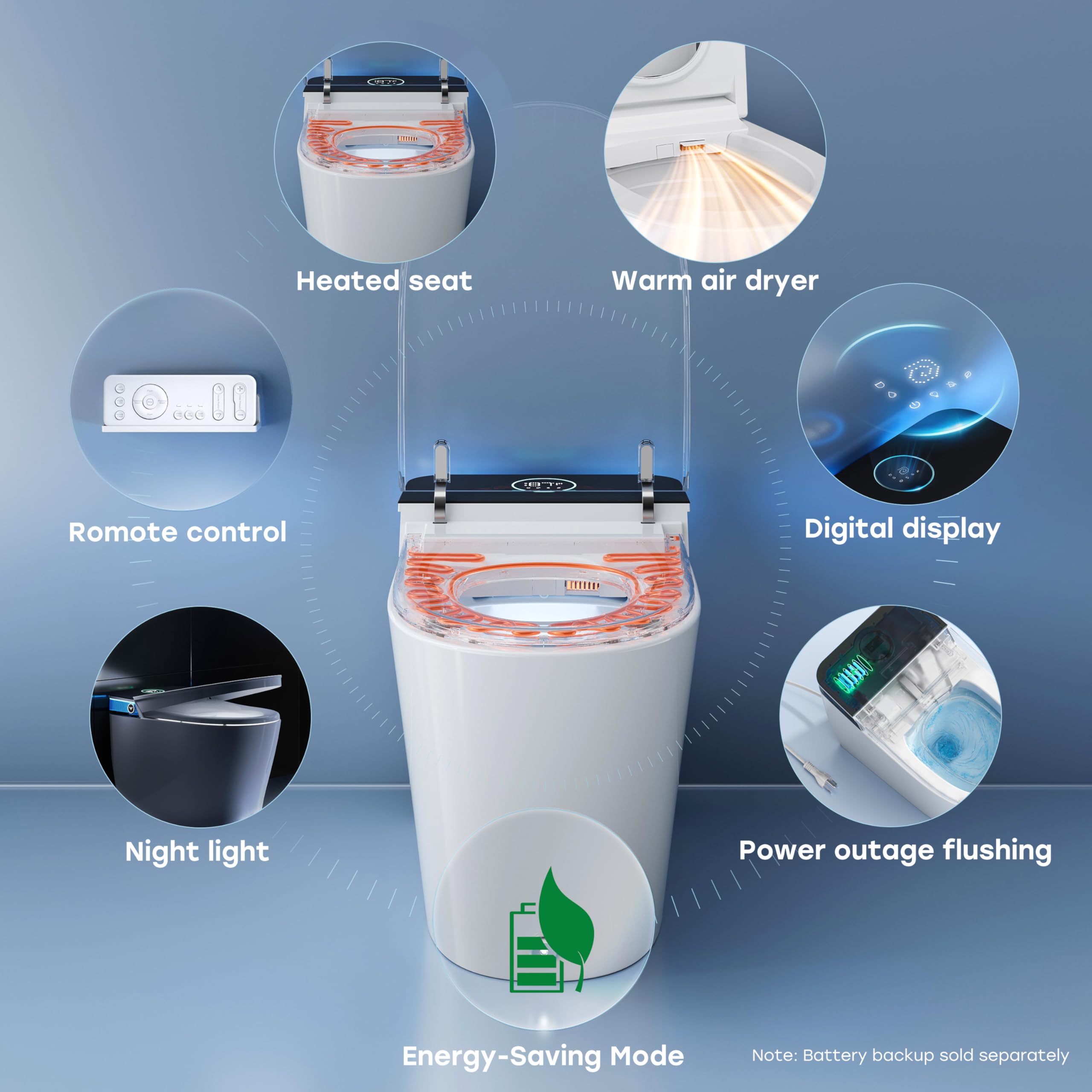 HOROW Artistic Bidet Toilet auto opening lid demonstrates hands-free access