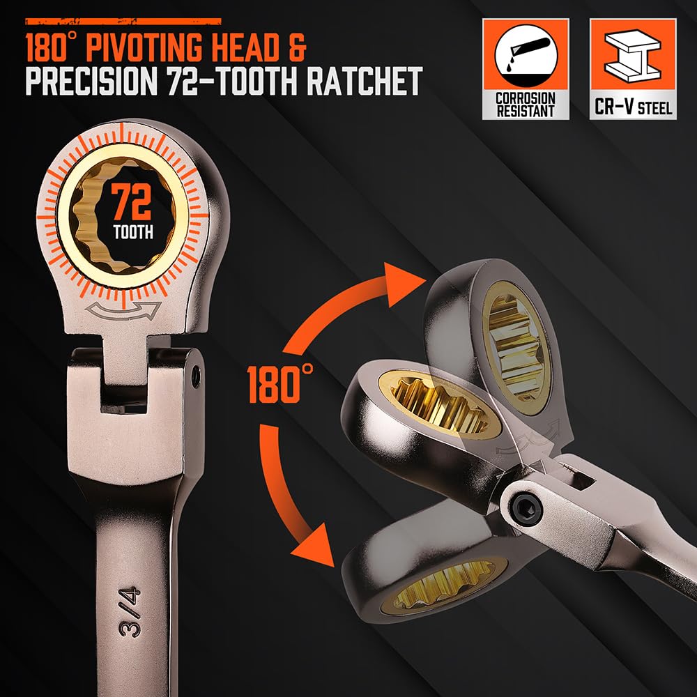HORUSDY flex-head at 180 degrees reaches tight spaces