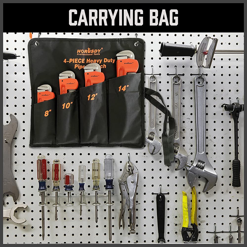 HORUSDY 10in pipe wrench demonstrating versatile leverage for home plumbing