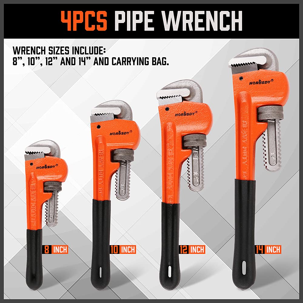 HORUSDY 12in wrench with precise teeth for dependable grip on round surfaces