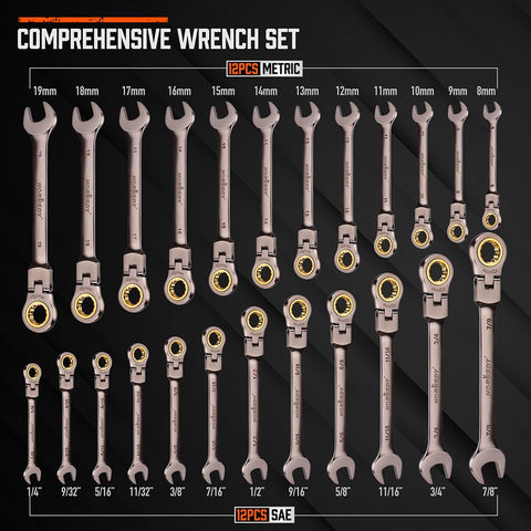 HORUSDY SAE wrenches 1/4-7/8 inch for common hardware
