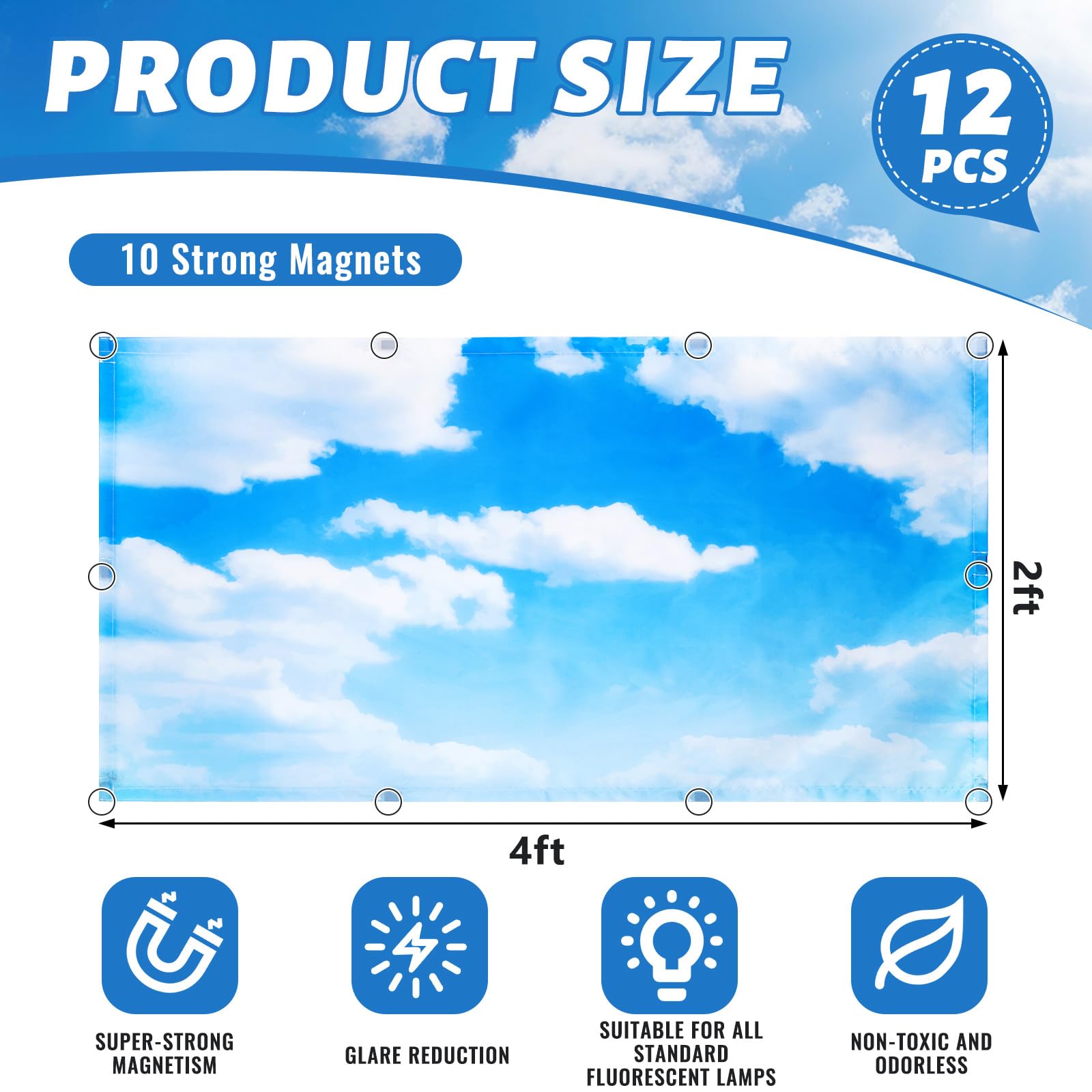 Hortsun blue sky cloud pattern light cover, ideal for bright home offices.