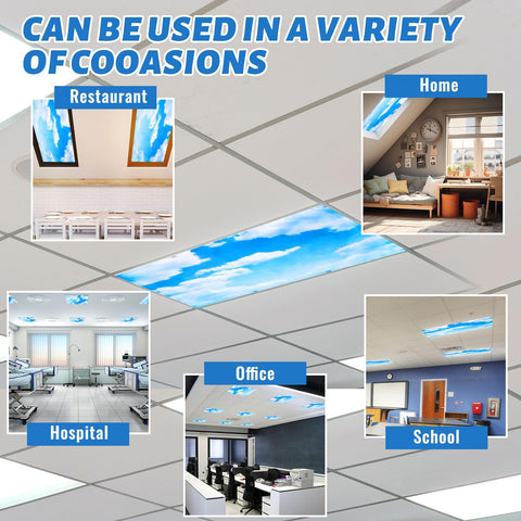 Hortsun blue sky cloud pattern light cover for school classrooms.