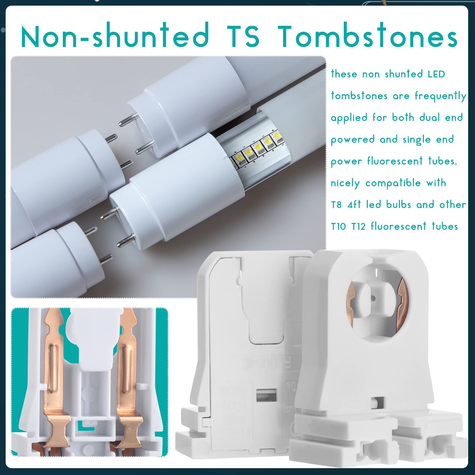 Hortsun easy-install non-shunted socket supports dual-end and single-end wiring.