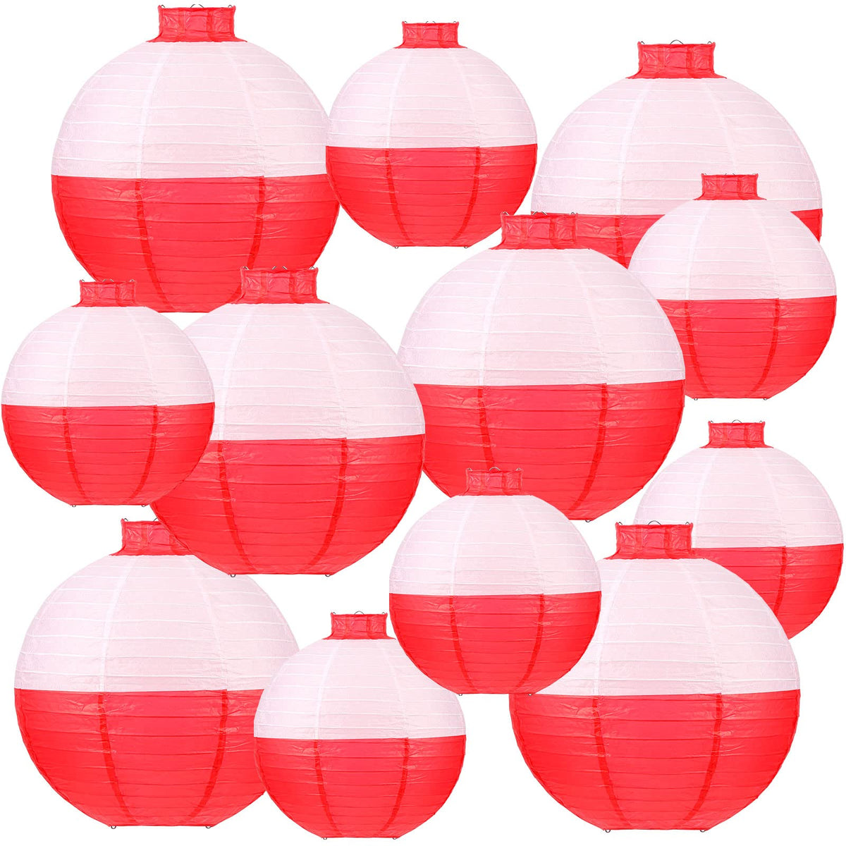 Hortsun fishing bobber lantern 12in red and white ready to hang decor