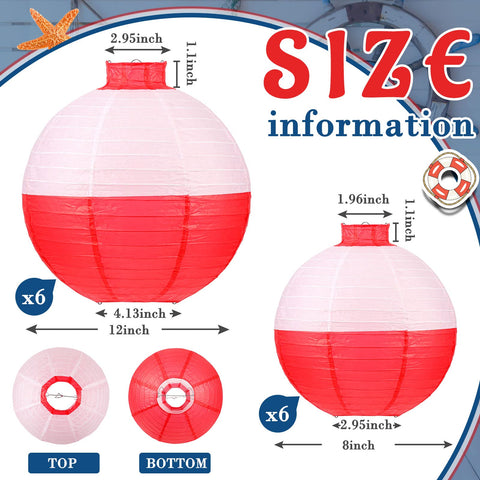Hortsun fishing bobber lantern 8in red white ideal for ceilings