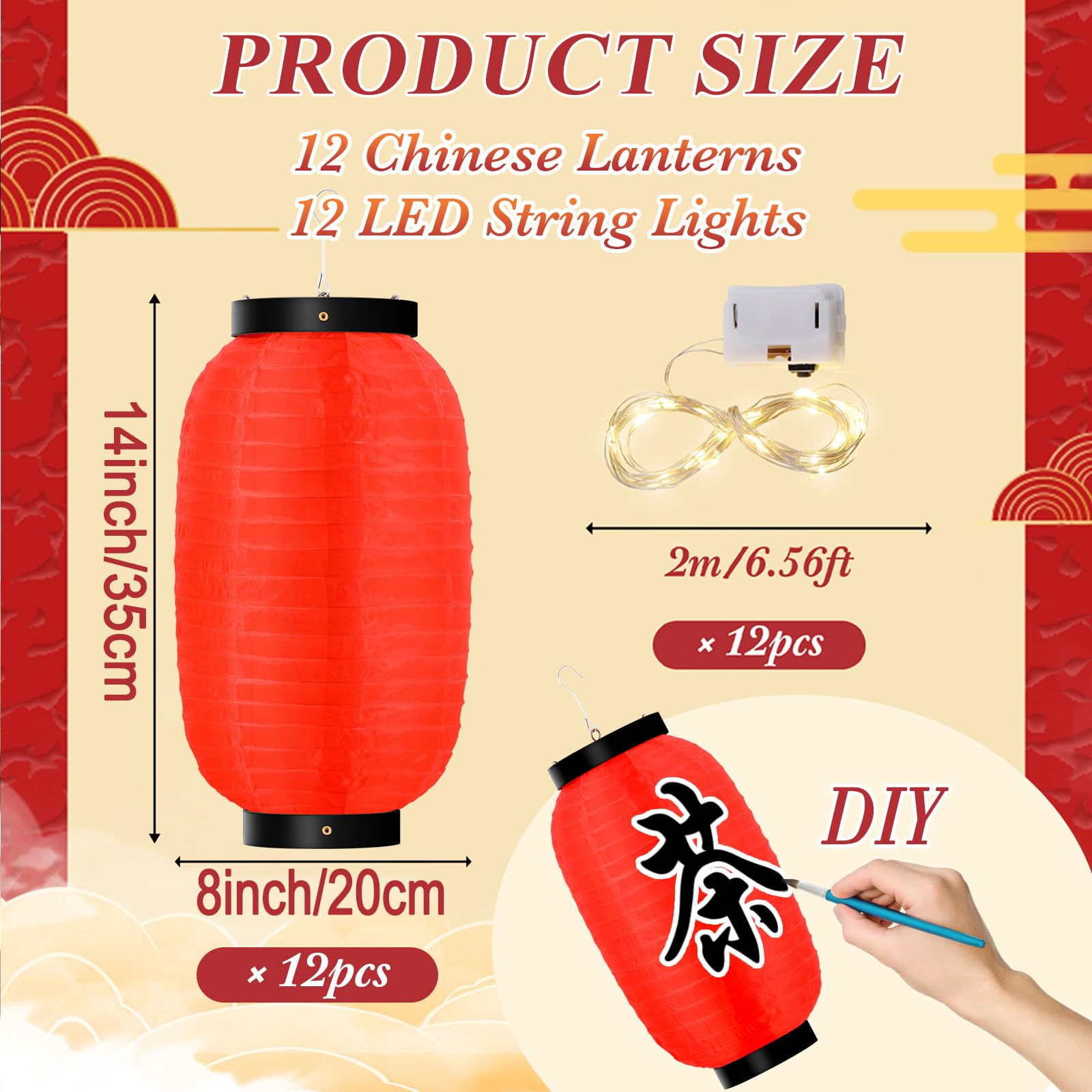 Hortsun lanterns pack with lights displayed on a table, ready for quick party setup.