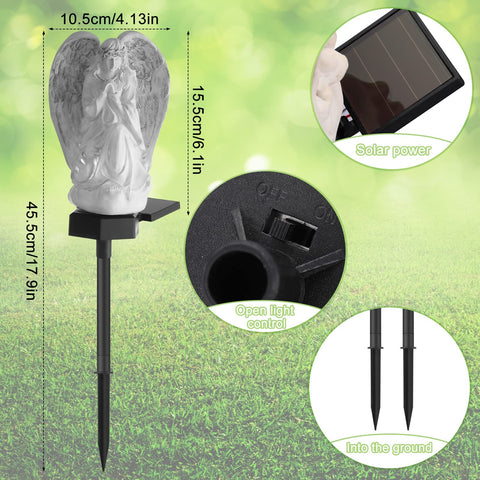 Hortsun lawn angel lamp outdoors enhances walkway safety and charm.