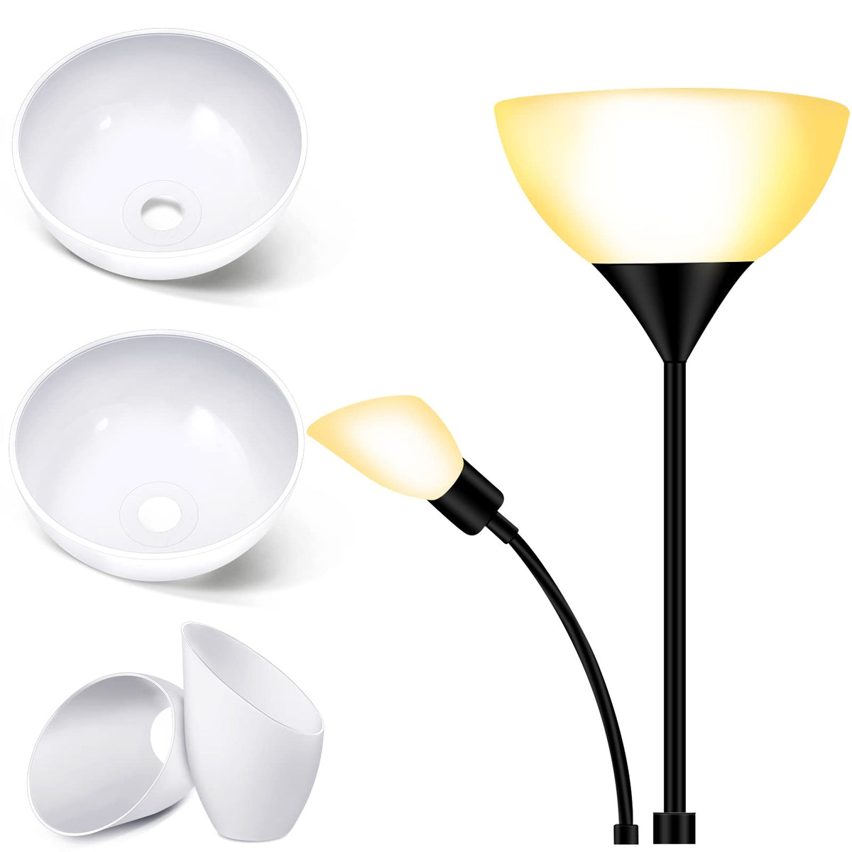 Hortsun bowl-style shade front view for bright living room lighting