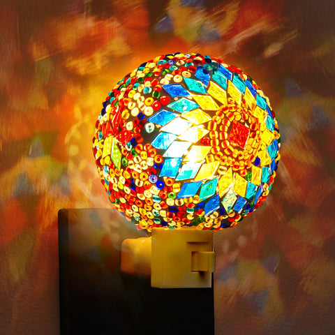 Hortsun Turkish lamp stained glass night light emits warm boho ambiance.
