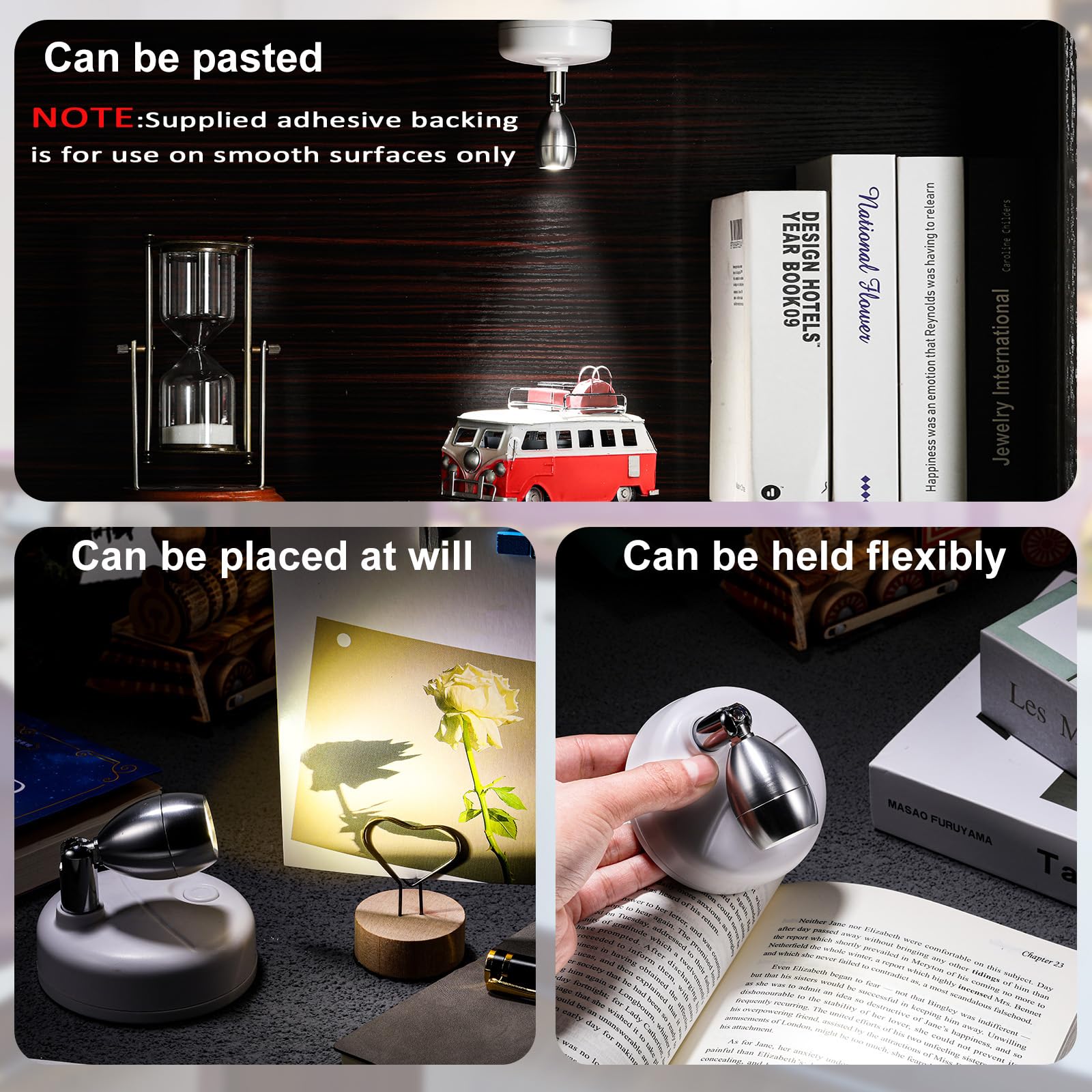Hortsun wall-mount or stick-on installation for hallway or cabinet lighting.