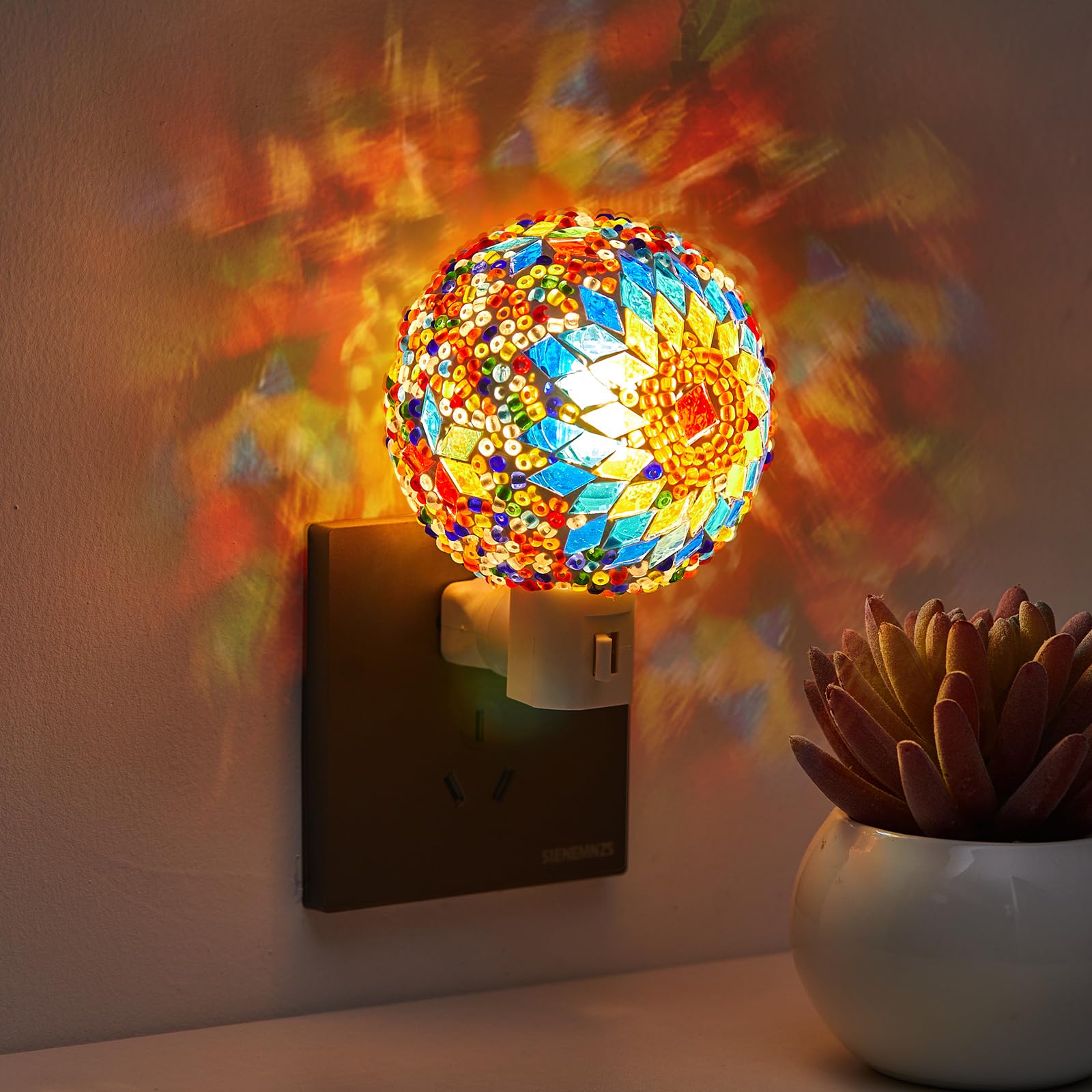 Hortsun stained glass lamp adds color and warmth to any room.