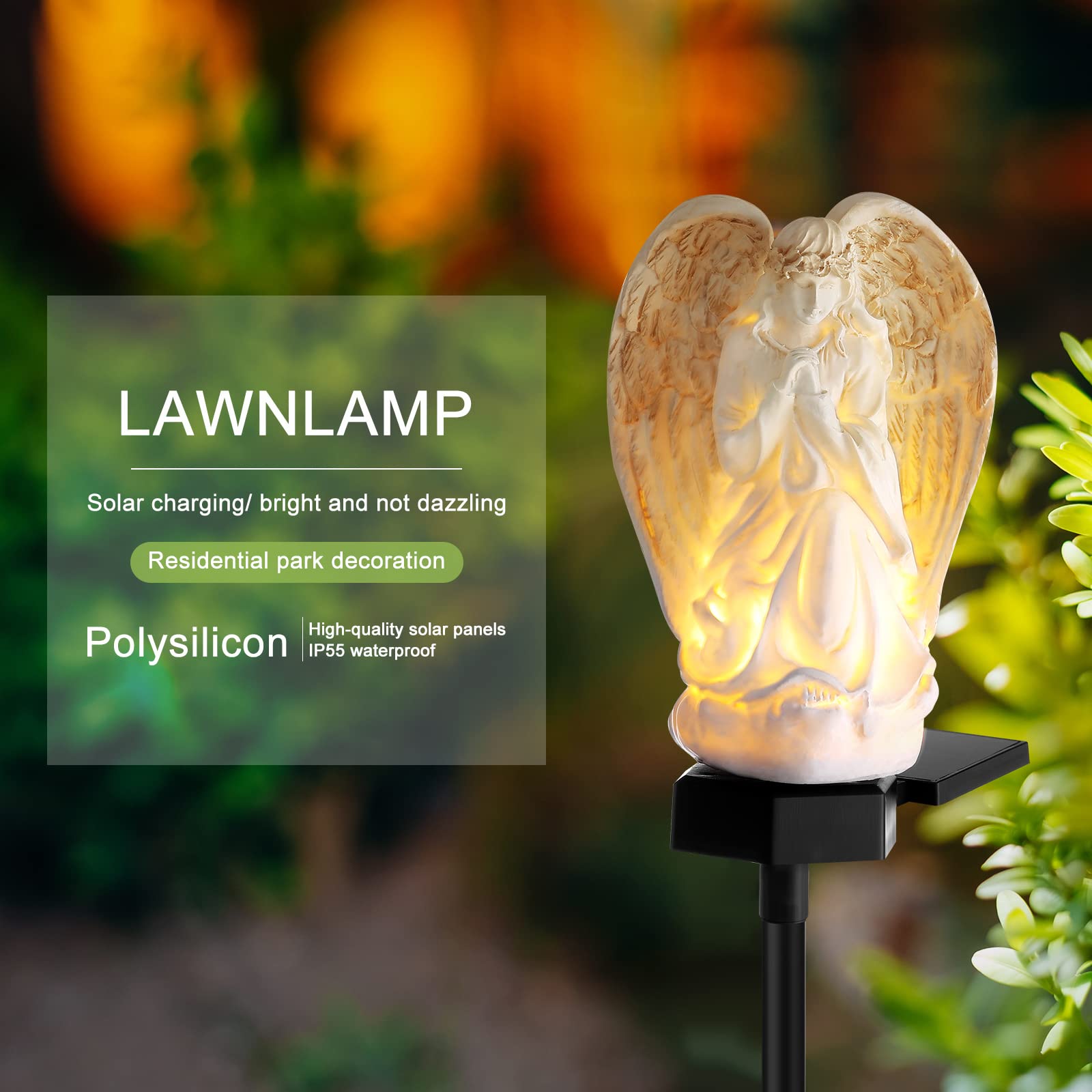 Hortsun waterproof garden statue light for year-round outdoor decor.