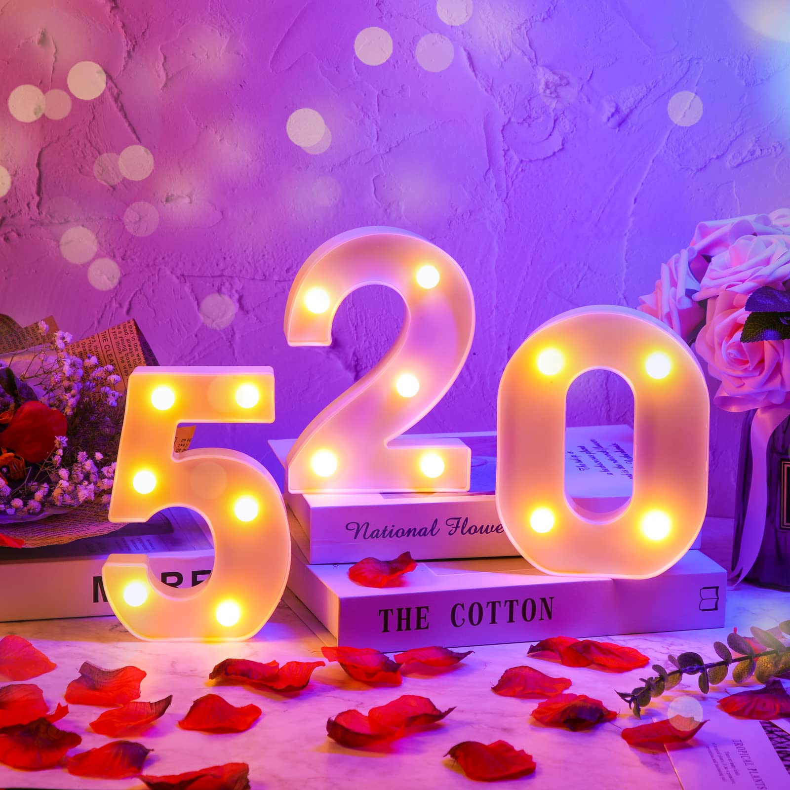 Hortsun white plastic marquee sign emits warm retro lighting
