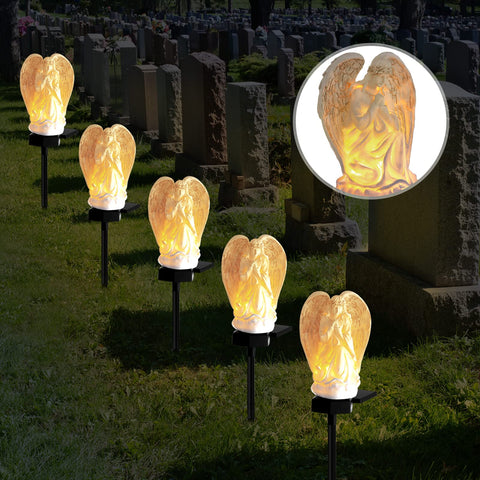 Hortsun yard path angel lights guide steps with gentle glow.