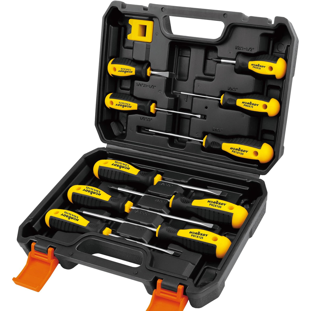 HORUSDY 11-piece magnetic screwdriver set in case for versatile home repairs.