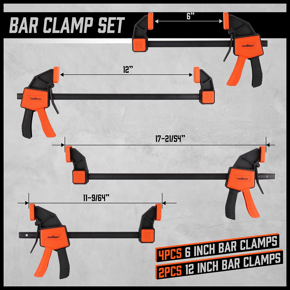 HORUSDY 12in bar clamp close-up with hardened steel bar