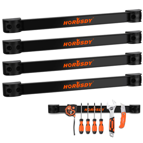 HORUSDY 12-inch magnetic tool strip mounted on wall for garage organization