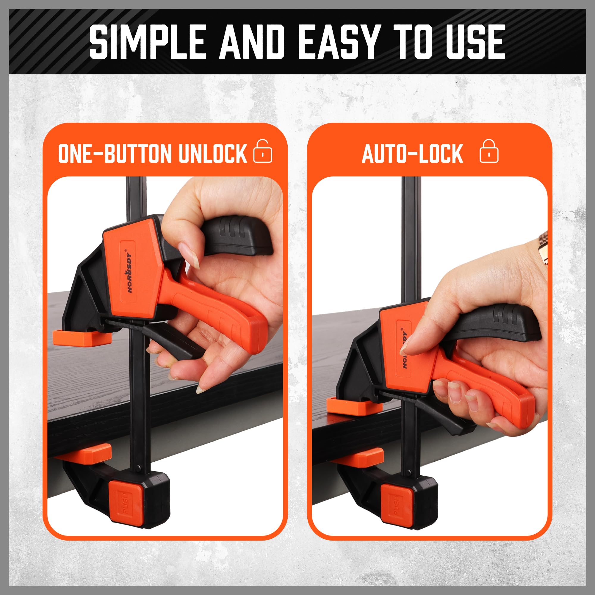 HORUSDY 150-lbs load capacity supports heavy-duty clamping.