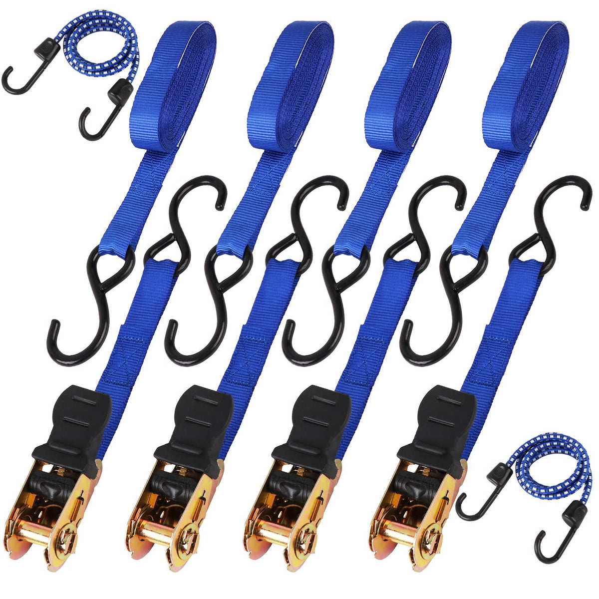 HORUSDY 15ft ratchet buckle strap ready for secure highway tie-downs.