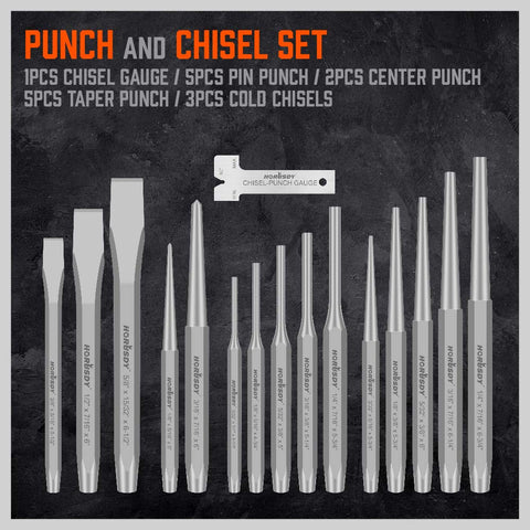 HORUSDY cold chisels deliver clean cuts with tough chrome vanadium steel