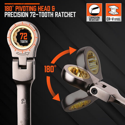 HORUSDY 180-degree flex-head in tight spaces for better access.