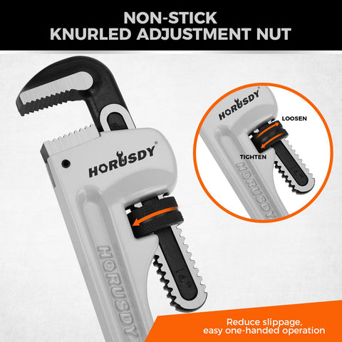 HORUSDY 18-inch wrench used in HVAC tasks showcases versatility