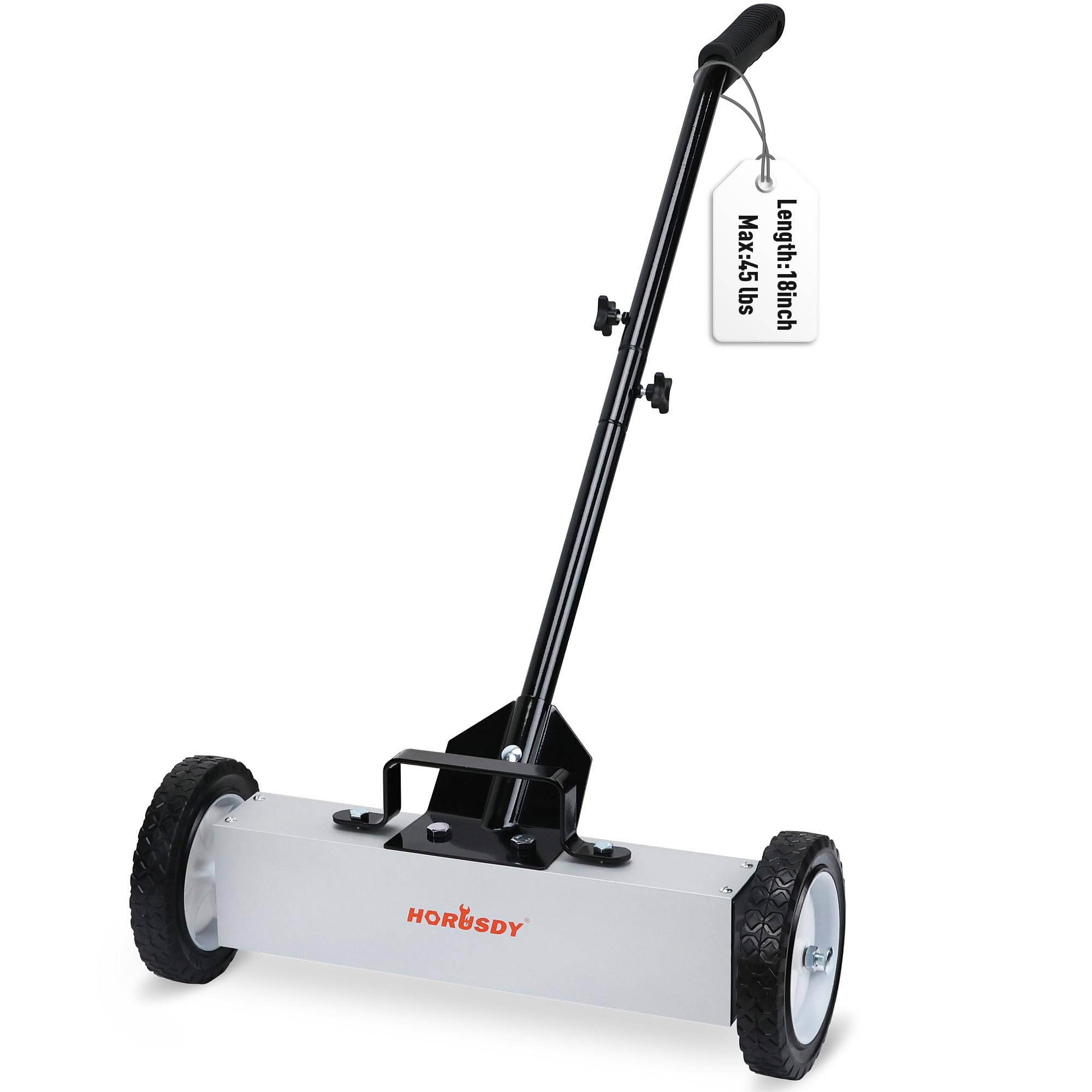 HORUSDY 18-inch magnetic sweeper base captures metal debris for a safer workspace.