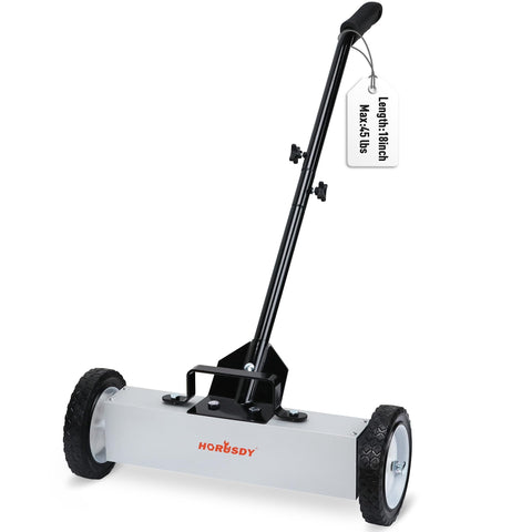 HORUSDY 18-inch magnetic sweeper base captures metal debris for a safer workspace.
