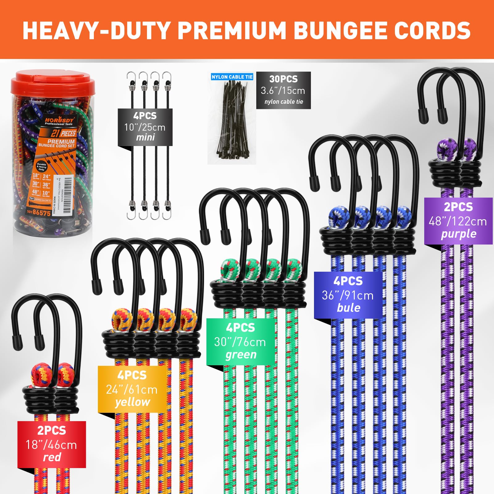 HORUSDY 24-inch cord balances longer loads with steady tension.