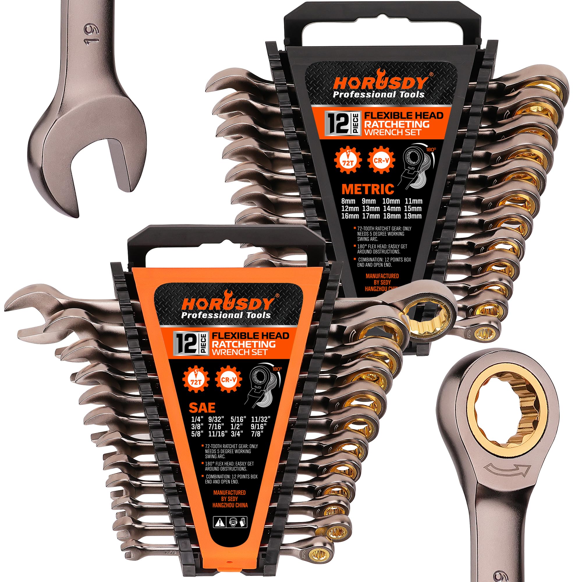 HORUSDY organizer keeps the 24-piece wrench set accessible and neat.